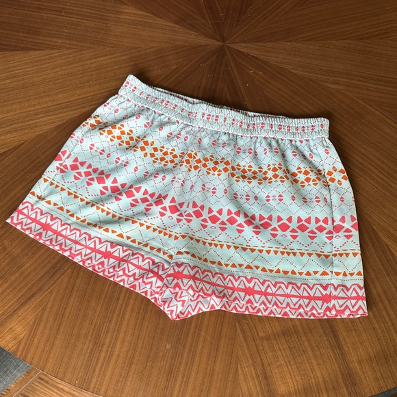 BCBG XS Stretch Pull On Flowy Aqua Pink Orange Shorts - Picture 2 of 3
